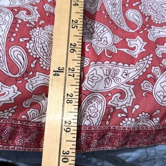 World Market Paisley Red & White V-Neck Tunic Top S/M 100% Cotton Womens Casual - Picture 9 of 9